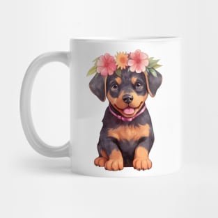 Watercolor Rottweiler Dog with Head Wreath Mug